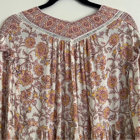 Free People Bohemian Floral Print Women's Oversized Tunic Top with Pockets - Picture 8 of 12